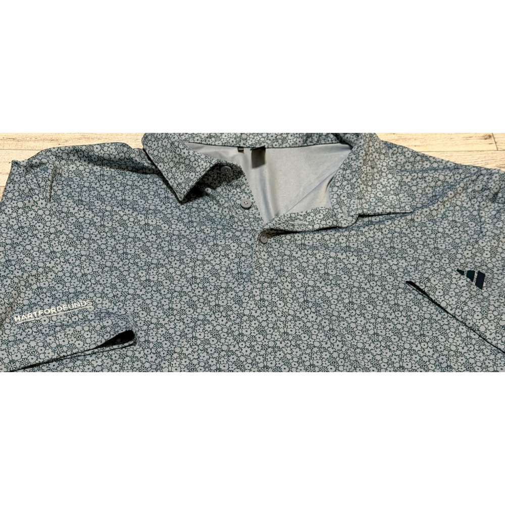 Adidas Mens 2XL Golf Polo Shirt Blue Floral Hartford Funds Performance Polo